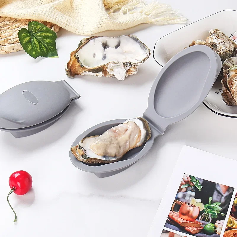 Silicone Oyster Shucker with Hand Clip for Hand Protection Seafood Shellfish Opener Tool Kitchen Utensil