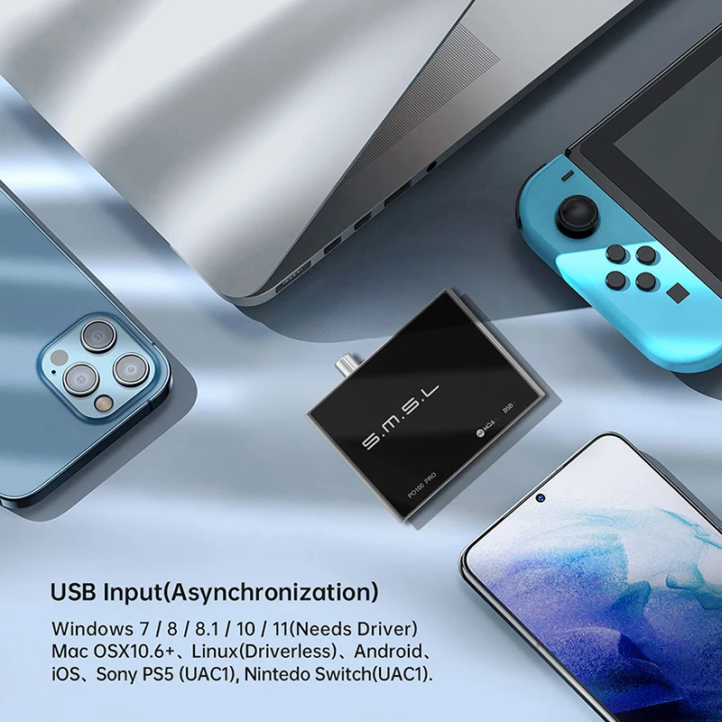 SMSL PO100 PRO цифровой интерфейс USB MQA декодирование XOMS XU316 DSD64 оптический коаксиальный выход DSD512 I2S 32 бит 768 кГц для переключателя PS5