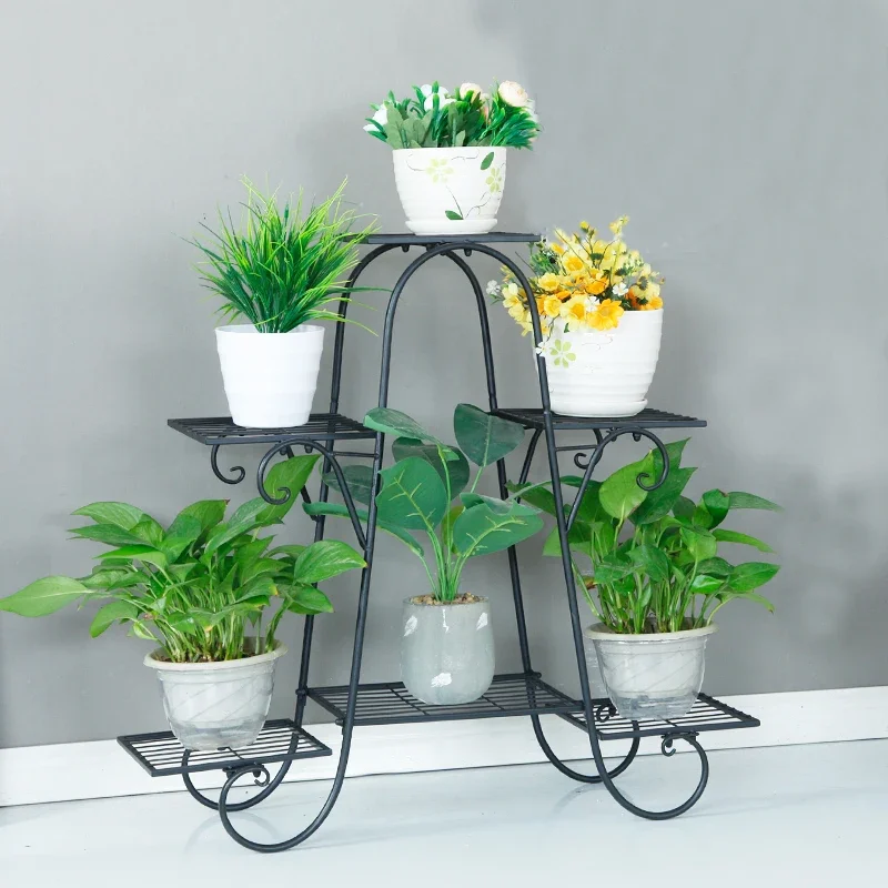 Wrought Iron Plant Stand Flower Shelf for Rack Balcony Simple Indoor Living Room Coffee Bar Garden Flower Pot Shelf Pot Stand