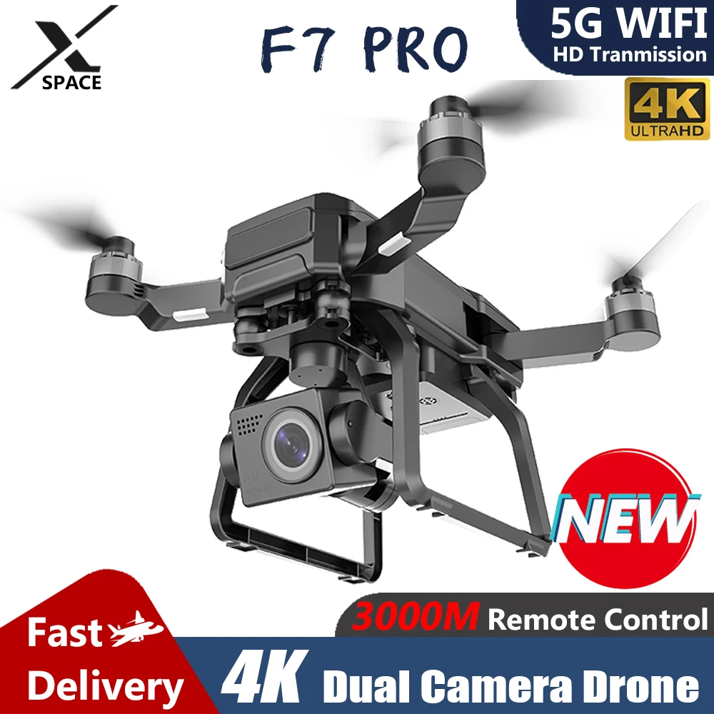 

Drone F7 PRO 4K HD Camera GPS 5G WiFi FPV 3KM 3 Axis Gimbal EIS Professional Brushless Quadcopter With Cam RC Foldable Dron Toys