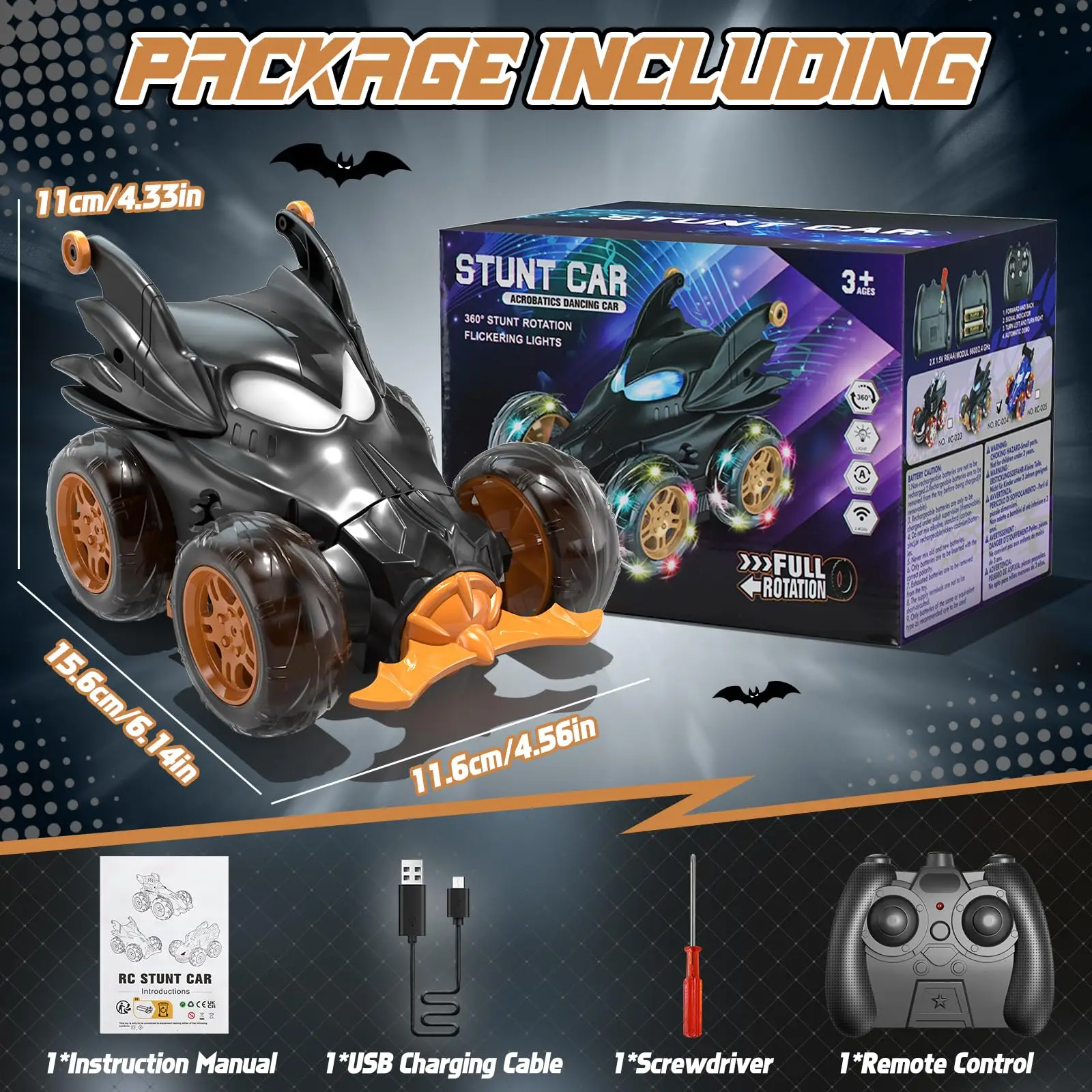 

Детская игрушка Batman RC Deformation Car 360° ° Светодиодные фонари Stunt Flip Перезаряжаемые прочные игры в помещении