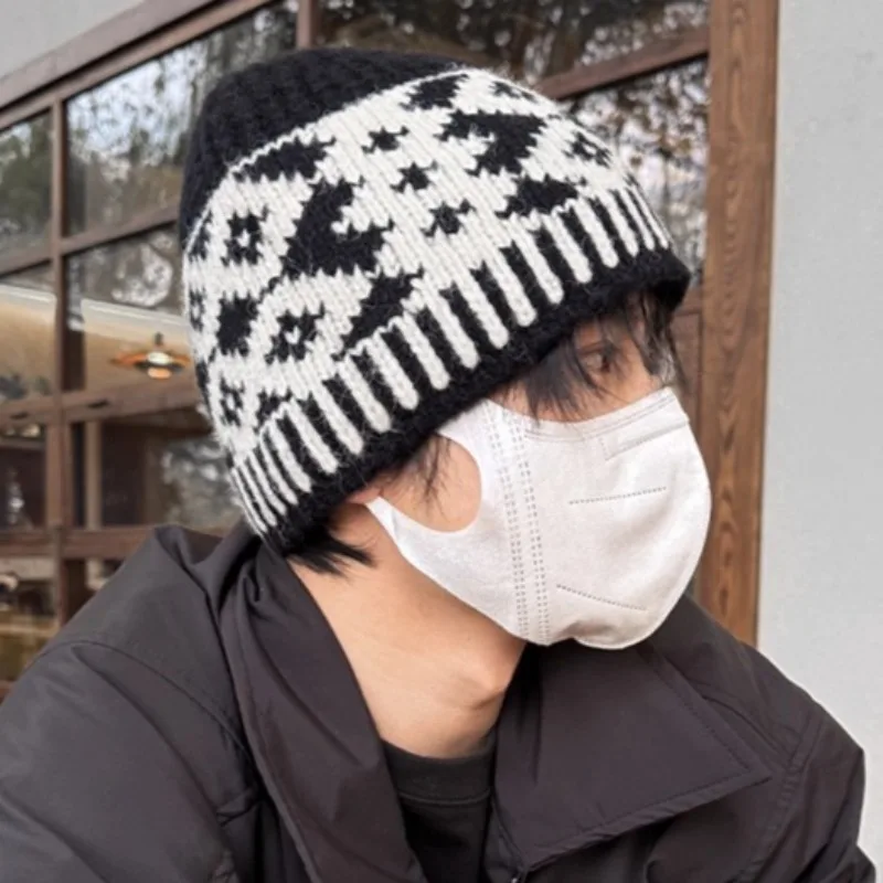 جديد الكورية يندبروف صياد قبعة Coldproof الدافئة قبعة صغيرة محبوكة مع حماية الأذن ريترو ستايل الخريف الشتاء قبعة للرجال النساء #4
