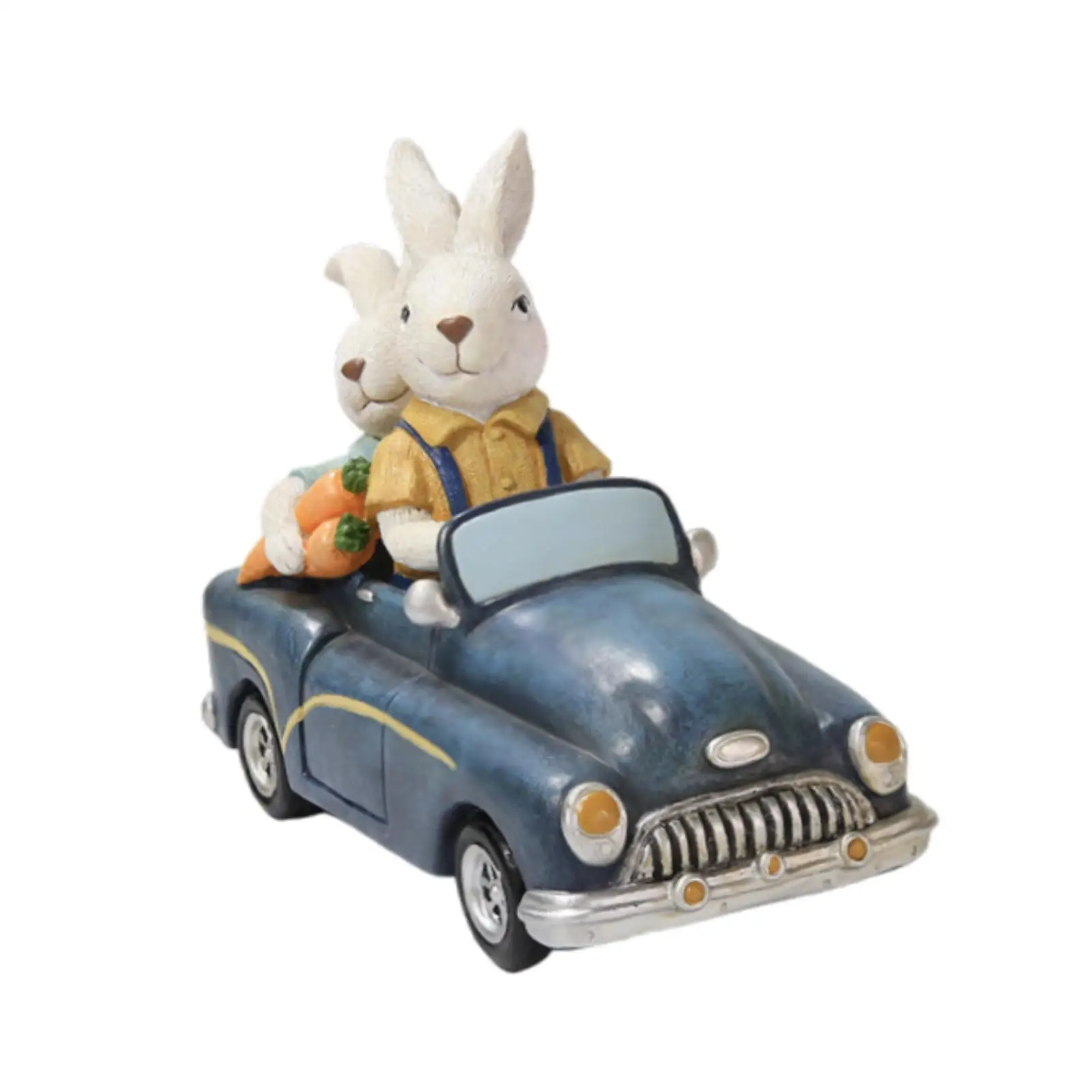 Easter Bunnies Decoration Creative Cute Resin Figurine Car Father and Son Rabbit Ornament for Bedroom Home Office Outside Indoor