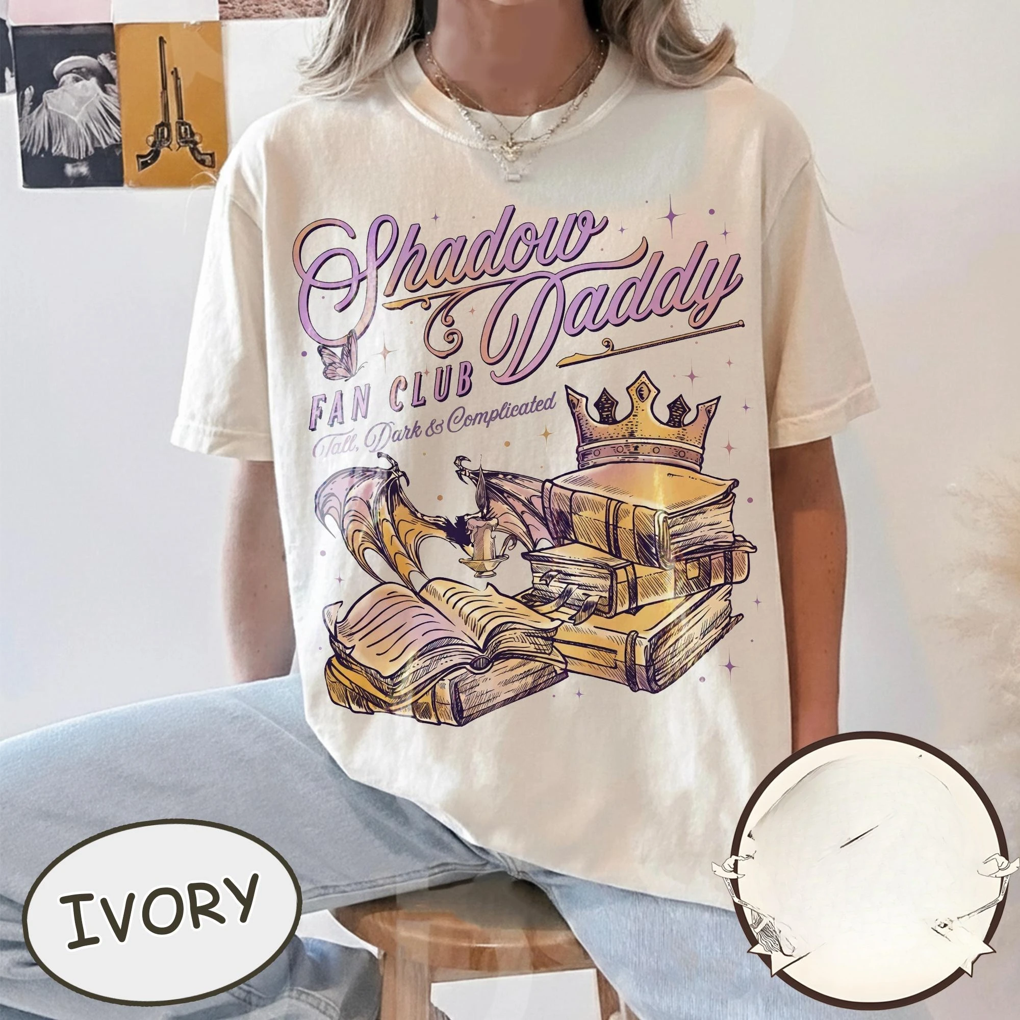 Summer Women's Shadow Daddy Romantasy Print T-shirt Streetwear Oversized Loose Casual Short Sleeve Suitable for All Seasons