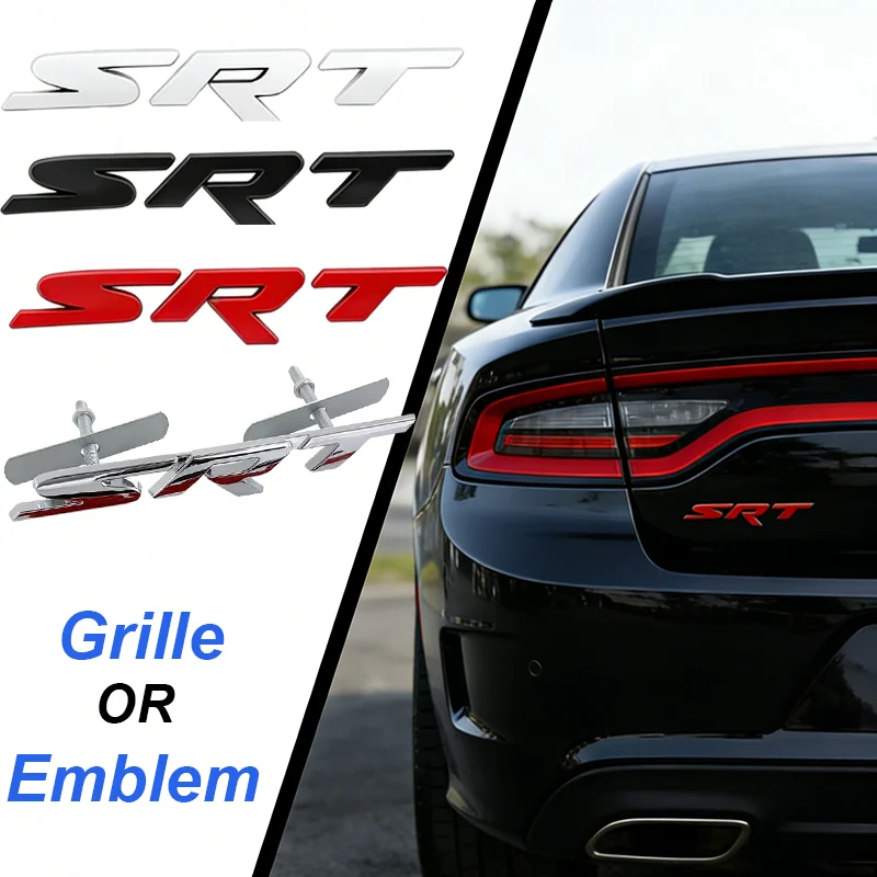Emblema de aleación para la parrilla delantera del coche y pegatinas para el maletero trasero para Dodge SRT Badge AVENGER CALIBER CARAVAN Challenger CHARGER NITRO RAM SXT