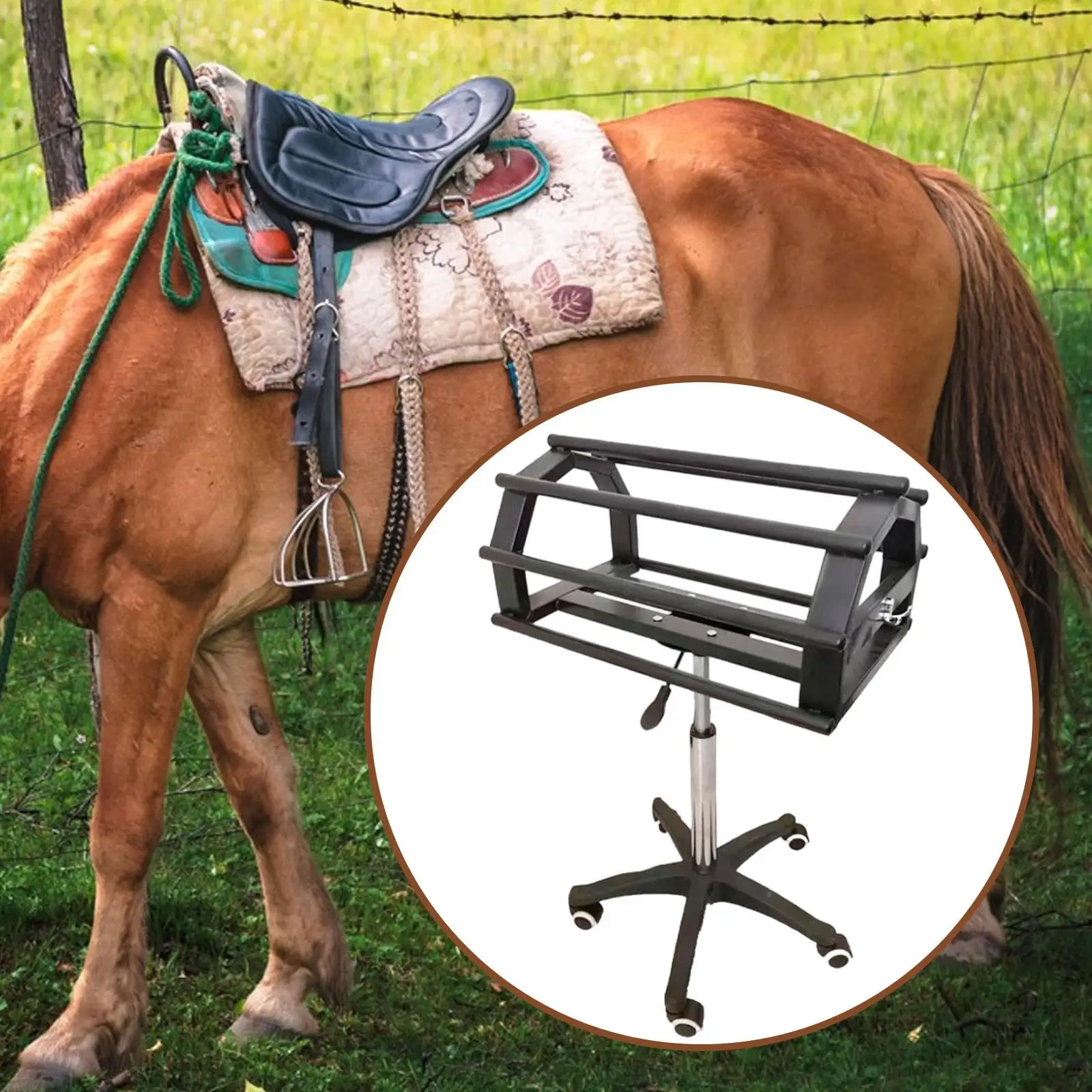 حامل سرج الحصان يحمل أدوات، وسادة، معدات الملحقات متعددة الوظائف، حامل السرج، منظم التخزين، حامل، لغرفة أدوات المزرعة