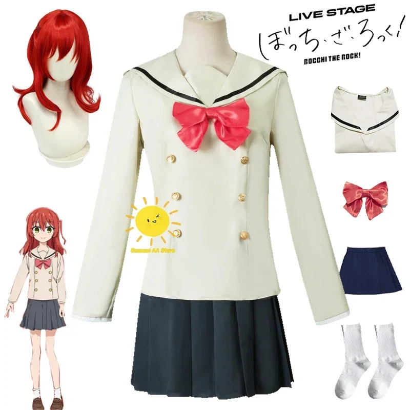 

2025 Anime Kita Ikuyo Cosplay Bocchi The Rock Cosplay Costumes Kita Ikuyo Uniform Wig Dress Halloween Carnival Party Cos Women