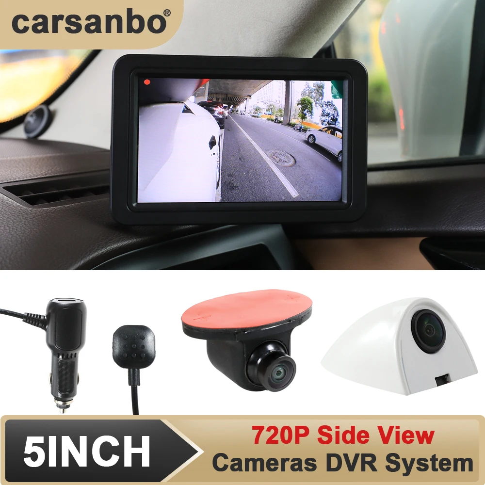 Carsanbo 720P AHD 2 Digital Side View Camera With 5 Inch Display Monitor For Car Blind Spot Visual System Night Vision DVR