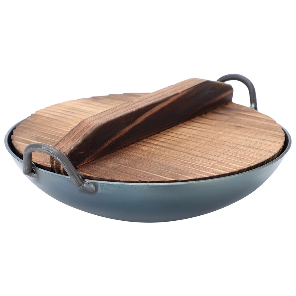 

Mini Amphora Accessories Pretend Toy with Wooden Cover Household Cookware Wrought Iron Miniature Model