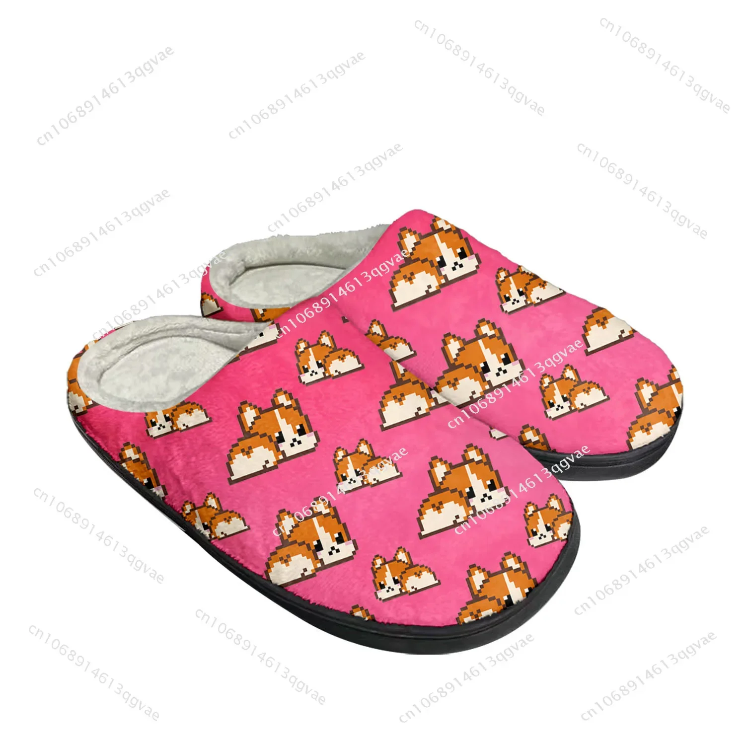 

Corgi Butt Cute Pop Home Cotton Custom Slippers Mens Womens Sandals Plush Bedroom Casual Keep Warm Shoe Thermal Slipper Black