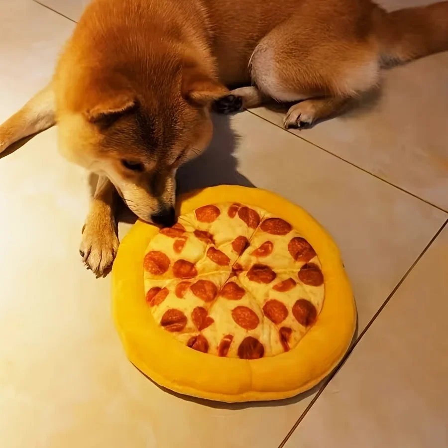 Soundmaking Toys ，Plush Pizza Toys，for Foraging Sniffing Training To Eliminates Pet  Boredom and Stress