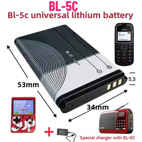 BL-5C 3,7 V 1020mAh batería BL5C BL 5C baterías recargables para Nokia 2112 2118 2255 2270 2280 2300 2600 2610 3125 3230