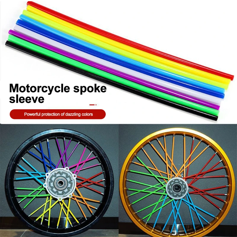 72PCS Universal Spoke Skins Covers Rim Decoration Wheel Spoke Wraps Straws Protector Pipe Suitable for Bicycles and Motorcycles