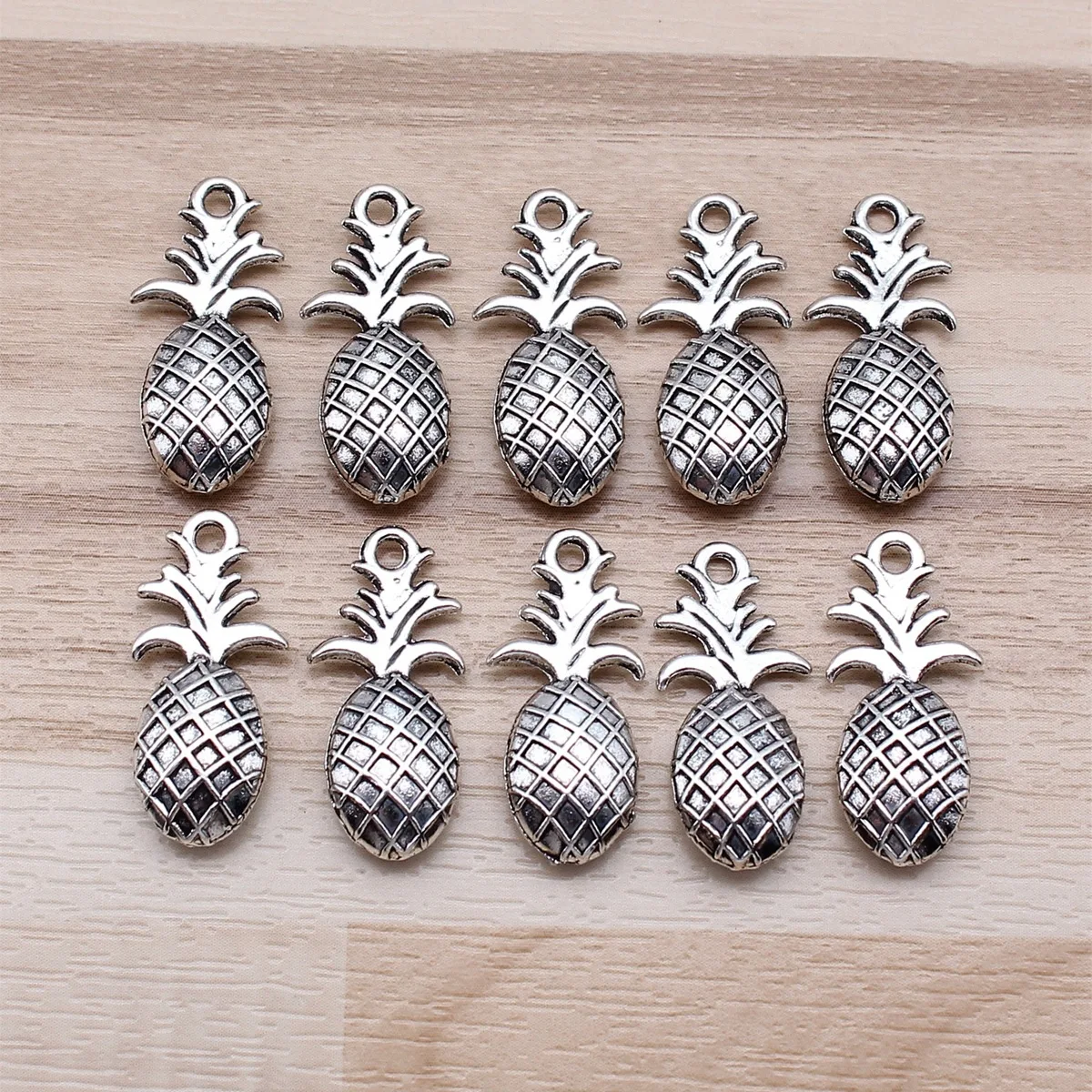 IFOCUS 10pcs/Lot Pineapple Charms For DIY Jewelry Making Zinc Alloy 23x10mm/0.91x0.39inch