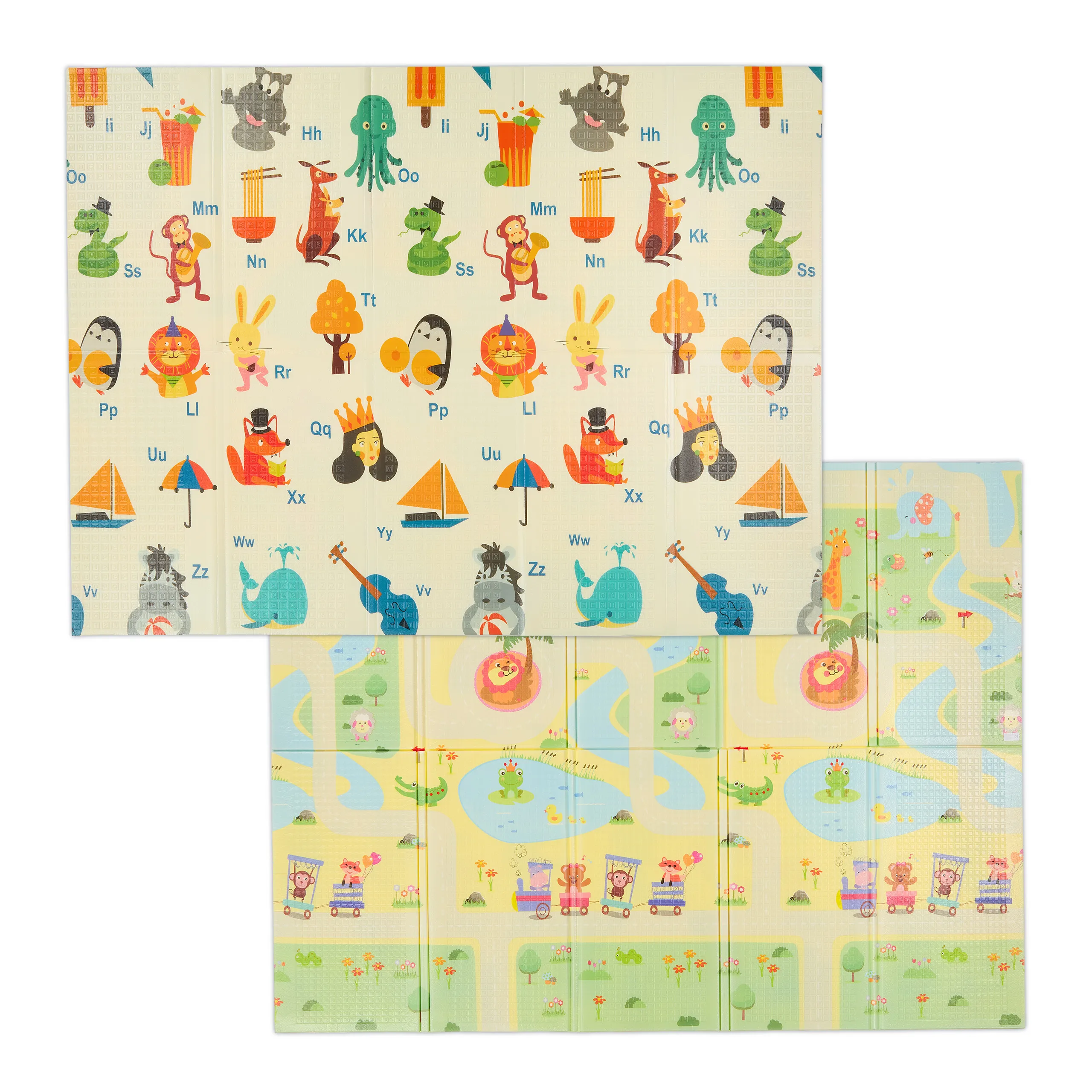 Tappetino gioco, pieghevole con motivi fronte-retro, per neonati, schiuma XPE, 200 x 150 cm, tappetino per gattonare, lavabile, Relaxdays