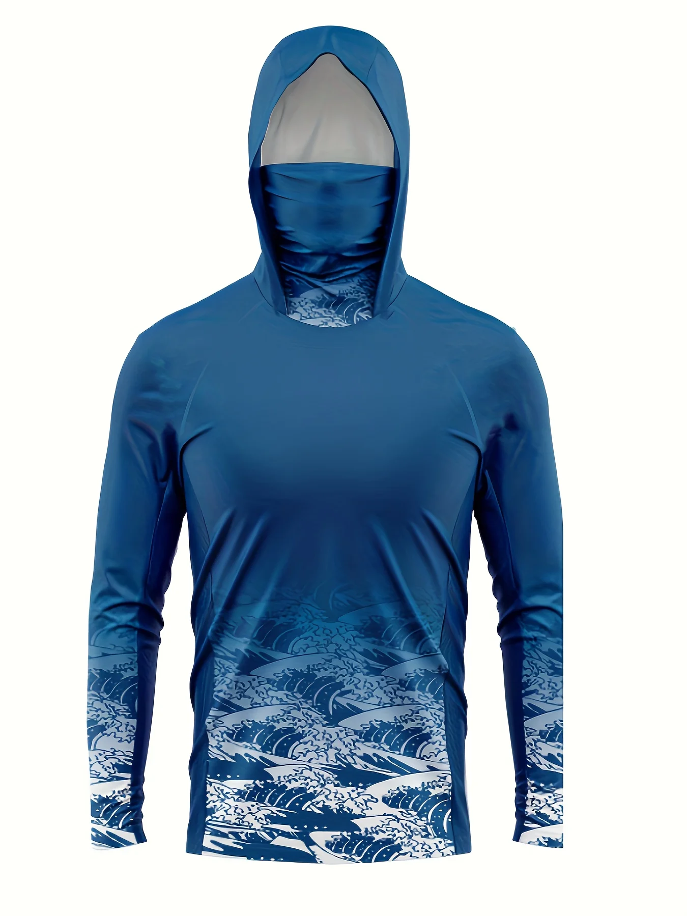 European and American Men's Summer New Wave Print Comfortable Breathable Fishing Suit Long Sleeved T-Shirt Outdoor Casual Top