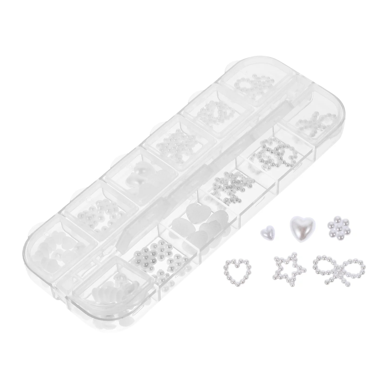 1 صندوق الإبداعية القلب اللؤلؤ مسمار ديكور فني مشرق ملون ثلاثية الأبعاد مانيكير الزينة DIY بها بنفسك مسمار السحر للنساء حفل زفاف #3