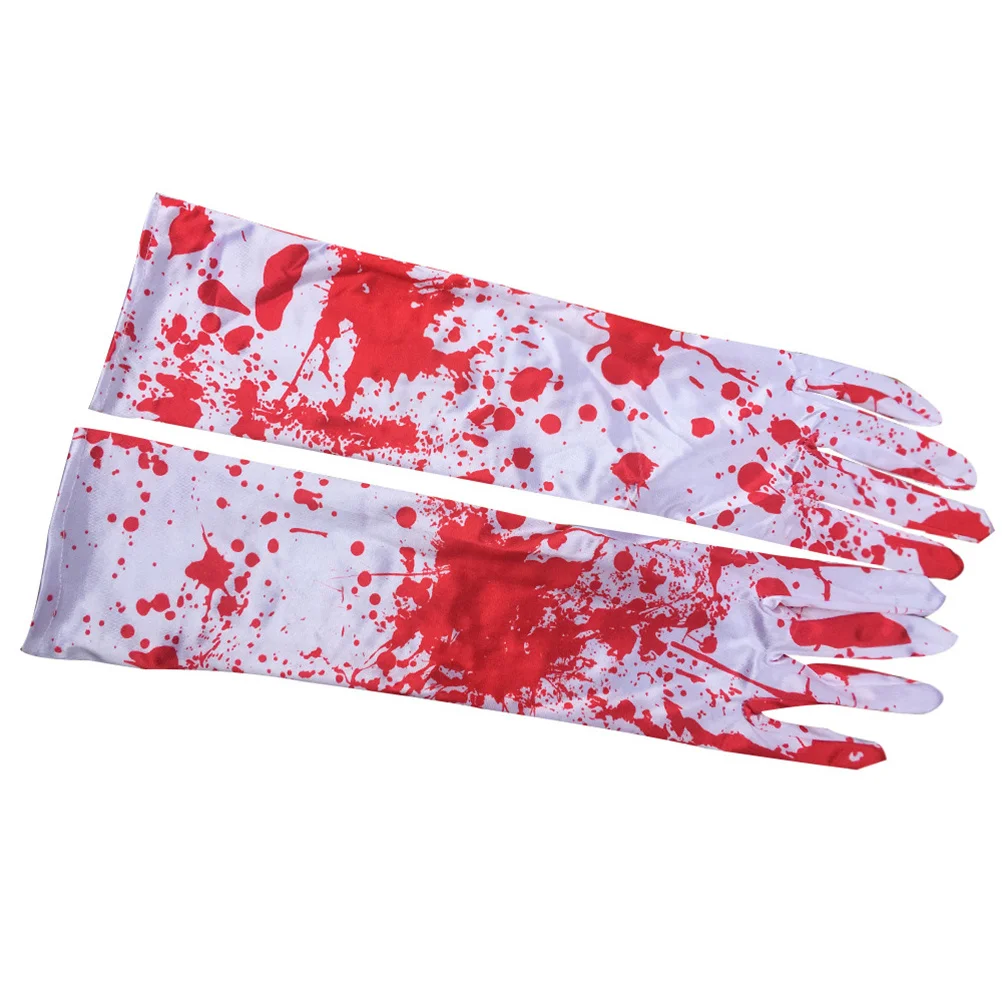 

1Pair Bloody Gloves Halloween Blood Pattern Great for Cosplay Horror Theater Performance Festival Horror Gloves