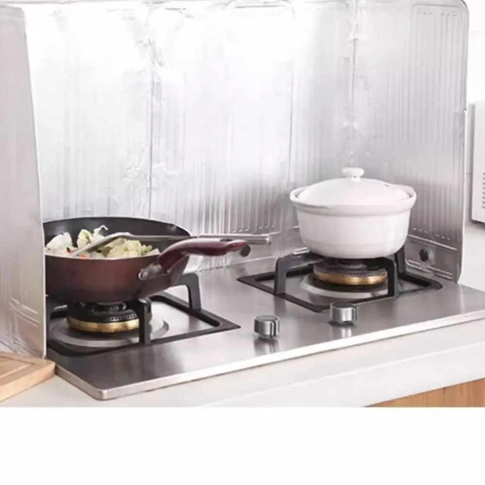 Foldable Aluminum Foil Stove Guard Kitchen Oil Splash Protector Heat Resistant Cooking Splatter Screen Barrier Pad