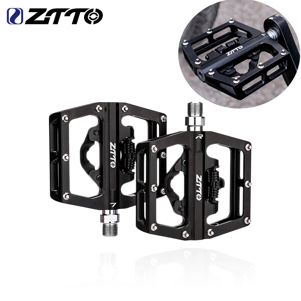 ZTTO MTB Bike Pedal Self-Locking Flat Dualuse Bicycle Racing Pedals Clipless Pedals Aluminum lock Pedals Sealed Bearing