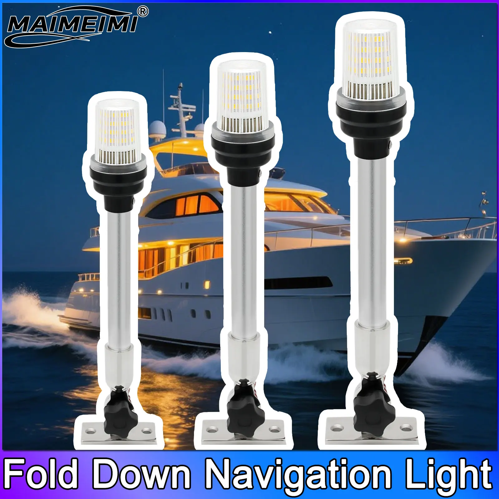 

12/22inch Fold Down Navigation Anchor Light 12V Navigation Light Waterproof Boat LED for Yacht Marine Sailing Signal