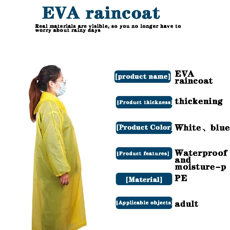 2PCS 100g Universal Portable Adult Raincoat Eva Outdoor Travel Transparent Thickened Waterproof Portable Hat Travel Raincoat