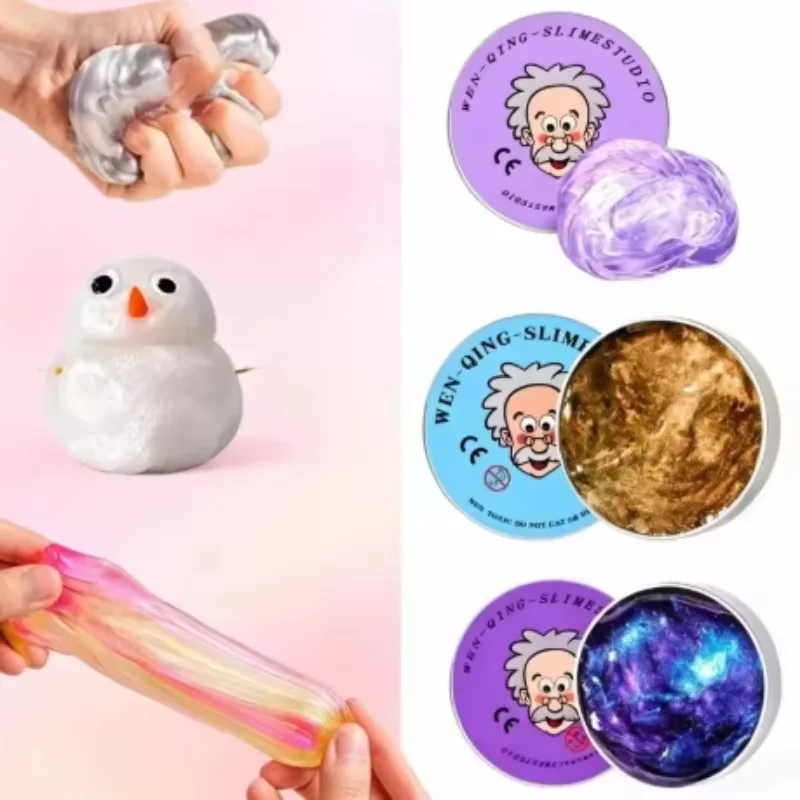 10pcs Random Multitone Stress Relief Toys Liquid Squishy Transparent Slime Fluffy Foam Putty Safe Bouncy Stretchy Color Slime