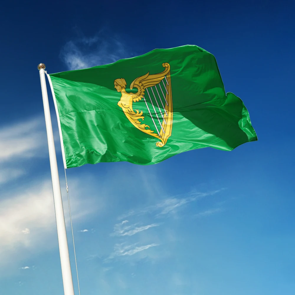3x5 Ft Green harp flag Vivid Color and Fade proof Ireland Flags Polyester with Brass Grommets