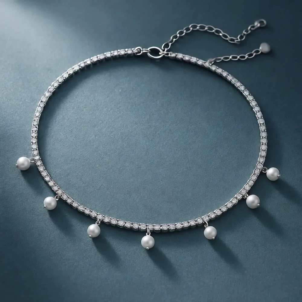 

Изысканный комплект ювелирных украшений из стерлингового серебра: теннисное колье, браслет, серьги-гвоздики с кристаллами для женщин