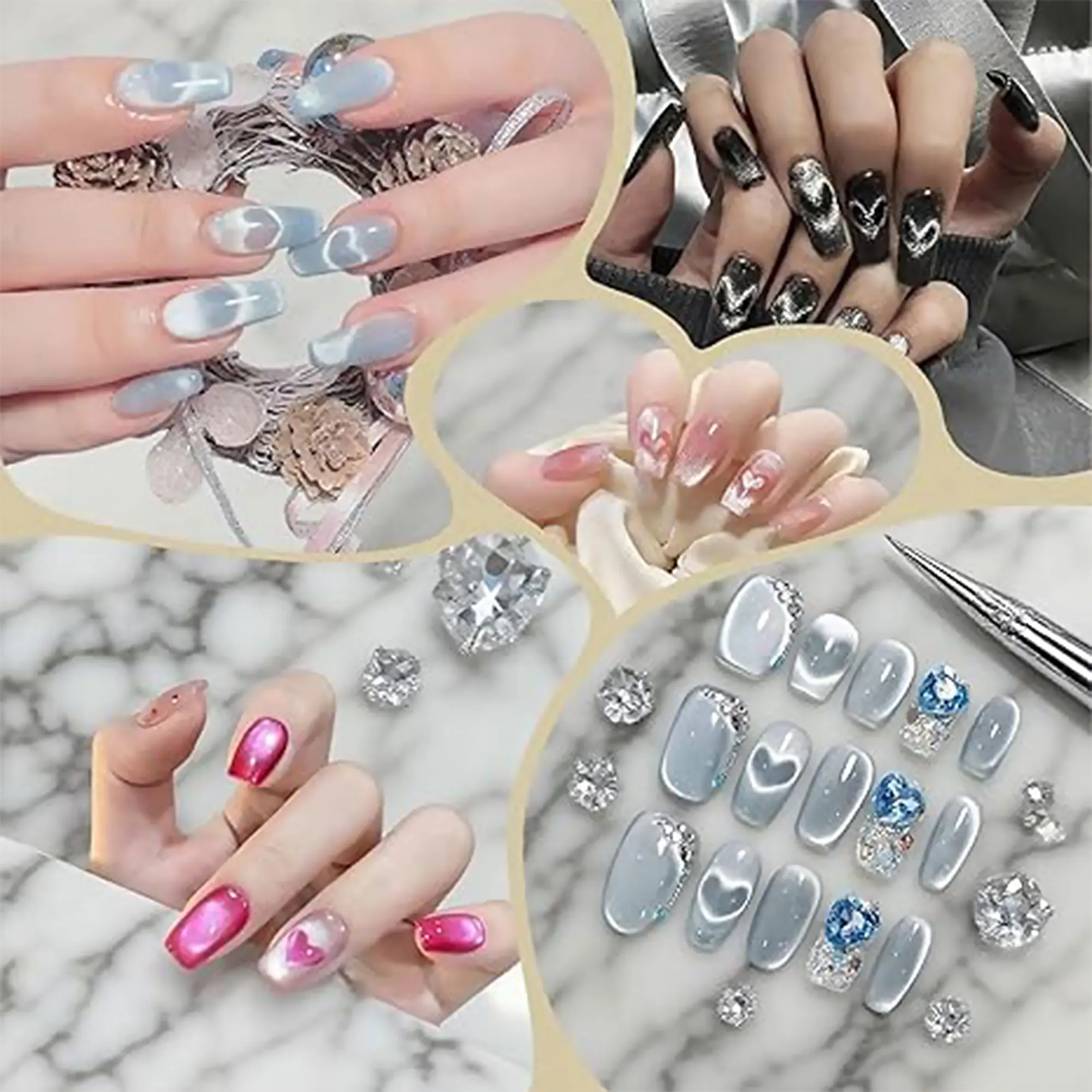 ネイルマグネットツール磁気ポリッシュキャットアイマグネットスティック超強力両頭マグネットワンドフラワーデザイン3DネイルアートDIY