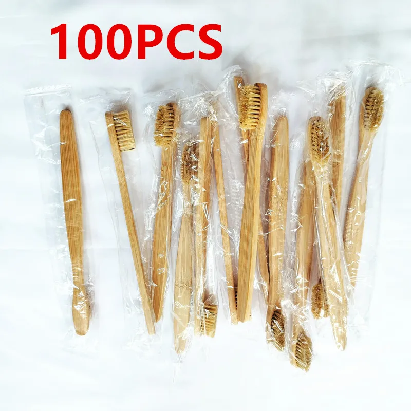 

100pcs Boar Bristle & Bamboo Toothbrushes, Compostable Boar Hair and Eco-Friendly Wooden Toothbrush - Zero Waste