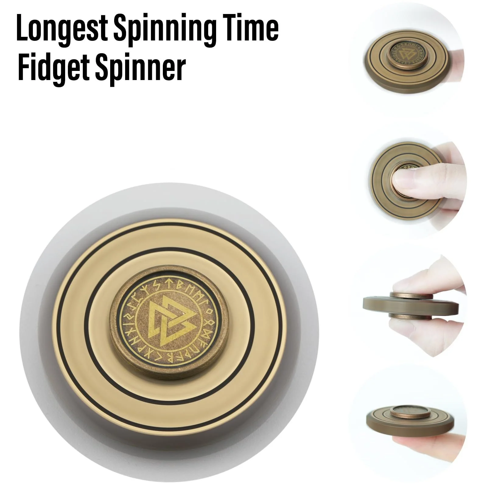 EDC Viking Pirate Fidget Spinner Double-sided Retro Brass Metal Stress Relief Rotating  Finger Toy Funny Adult Gift