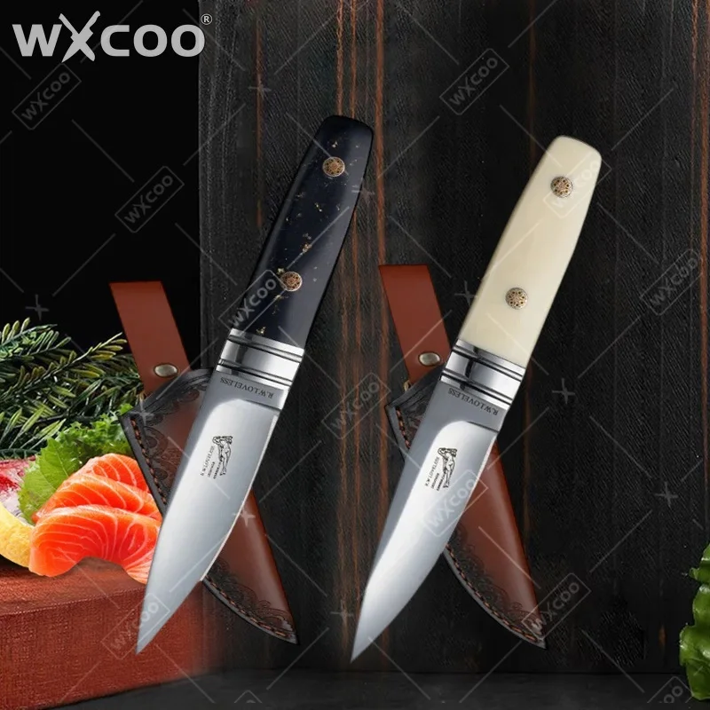 WXCOO Stainless Steel Steak Knife Durable Forged Butcher Knife with Sheath for Kitchen Accessories BBQ Chef Knife Cooking