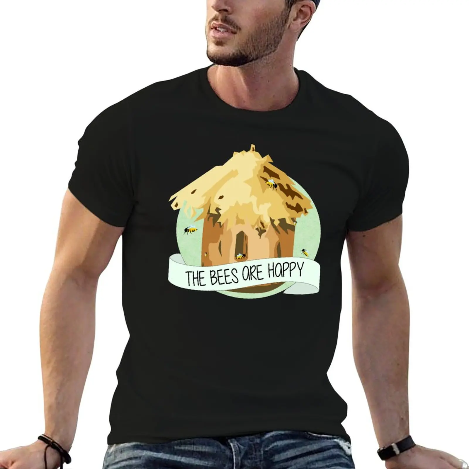 

The Bees are Happy T-Shirt t shirts for man slim fit man t shirt cotton high quality t shirts designer T-Shirt