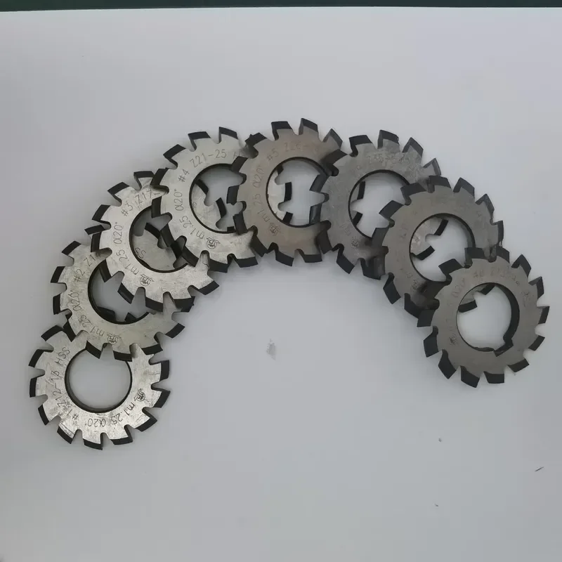 8pcs/set M1.25 No.1-no.8 Pa20 Cnc Hss Module Gear Milling Cutter Involute Gear Cutting Bevel Gear Milling Cutter