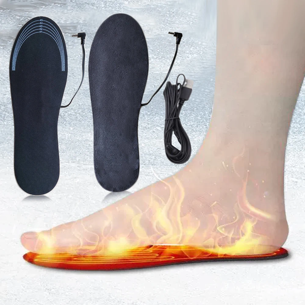 USB Heated Insoles Outdoor Cycling Skiing Warm Insoles Winter Electric Heating Insoles for Man Woman Feet Warmmer Pads for Shoes