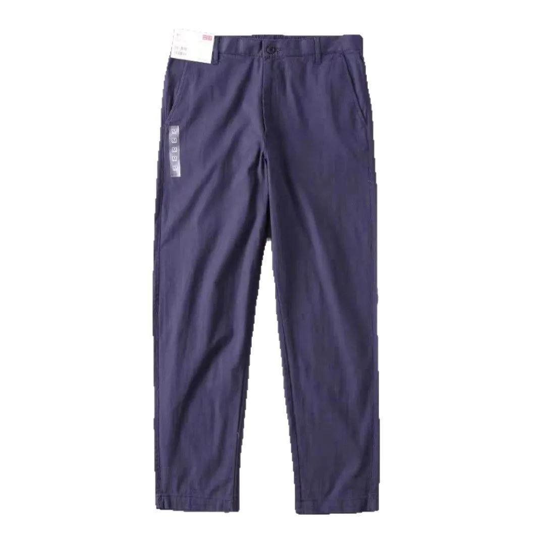 Men's Slim Casual Pants Summer Thin Cotton and Linen Trousers Breathable Outdoor Travel Versatile Comfortable and Casual