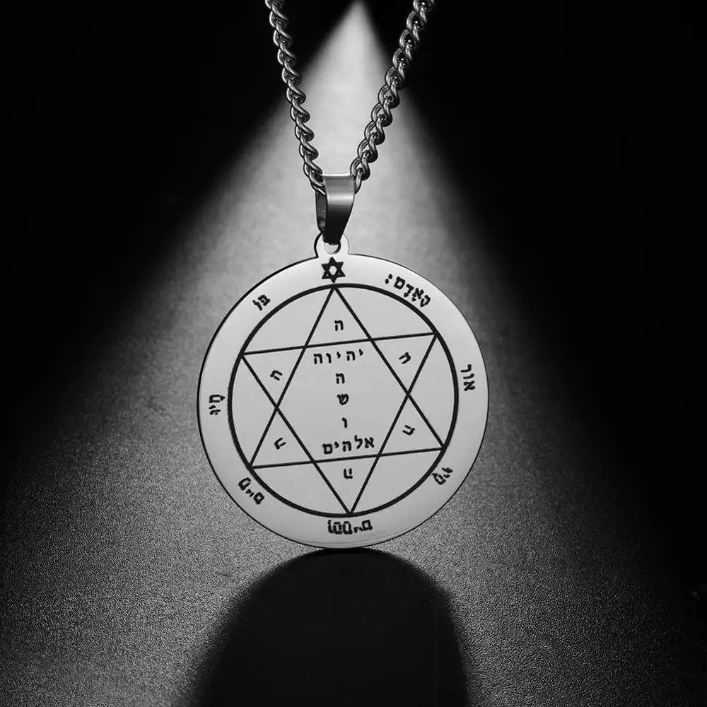 Teamer Venus Jupiter Key Seal Solomon Stainless Steel Men Necklace Amulet Magic Jewelry Women Jewish Star Of David Pendant
