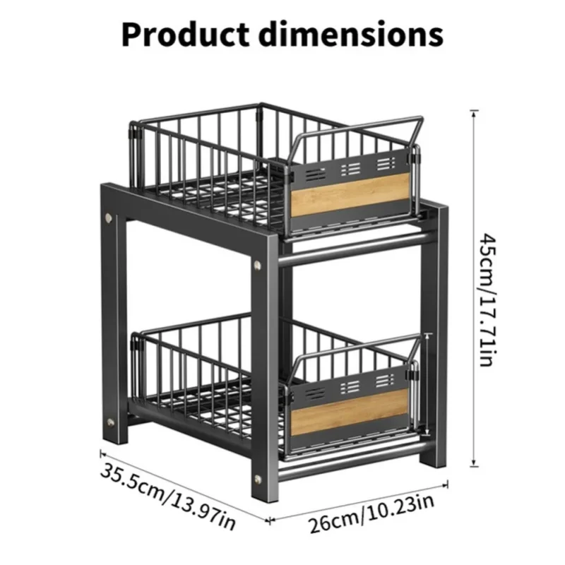 Unterschrank-Organizer, Ausziehbarer Schrank-Organizer, Metall-Gewürzregal, 2-stufiges Ausziehregal, Unterschrank-Aufbewahrungsregal, Unterschrank-Organisation