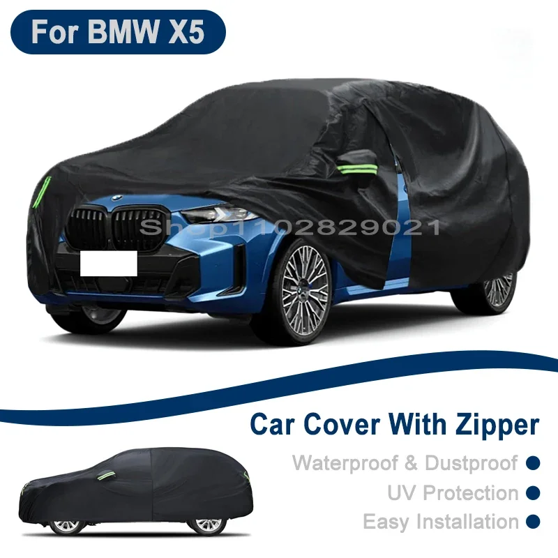 

Outdoor Full Vehicle Cover For BMW X5 - Side Zipper Design, Waterproof Dustproof Sun Protection Car Cover