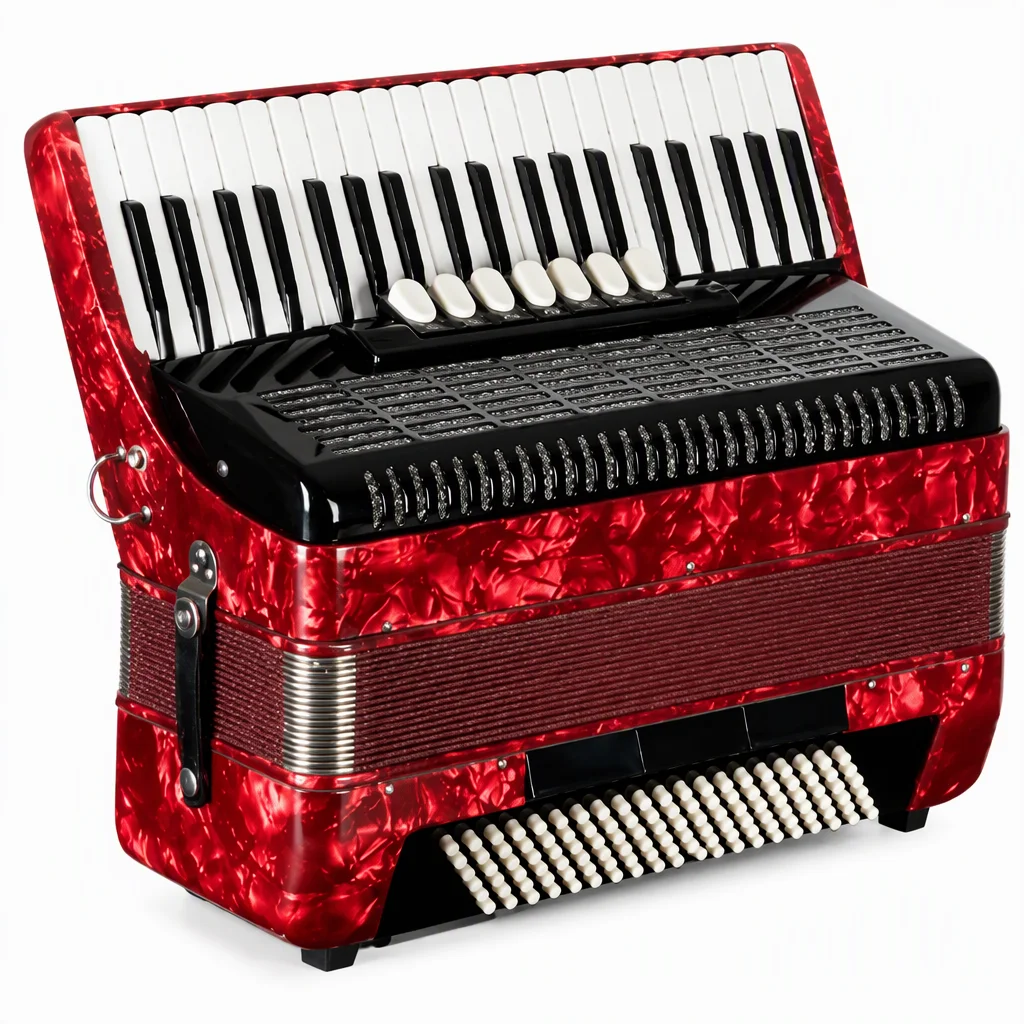 41 Key Red Marble Pattern Piano Accordion