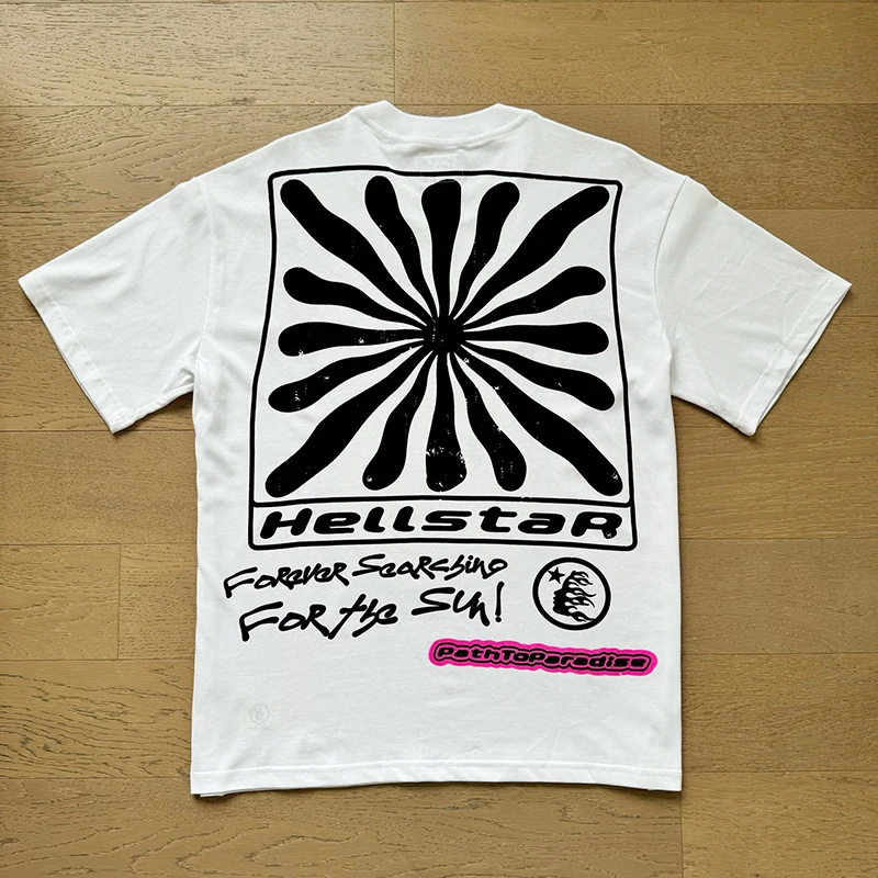 تيشيرت Hellstar للرجال والنساء ، نقش مطبوع ، كبير الحجم ، هيب هوب ، جيد التهوية ، مريح ، قطن ، أكمام قصيرة ، صيف ، جديد ، Y2K