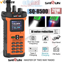 SQ-8500 20W Long Range Walkie Talkies VHF UHF Dual Band Radio AI Noise Reduction Strong Flashlight Strobe Lights Type-C Charge
