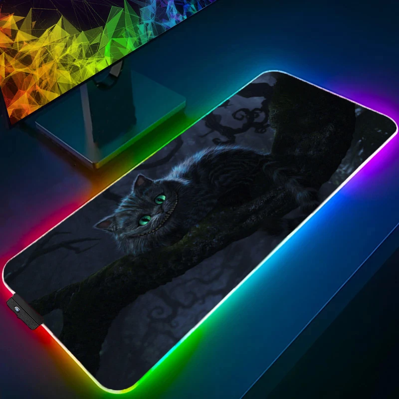 لوحة ماوس RGB أليس في بلاد العجائب Lockedge بإضاءة خلفية للألعاب XXL ملحقات لوحة مفاتيح ألعاب الكمبيوتر LED حصيرة ماوس مكتبية #3