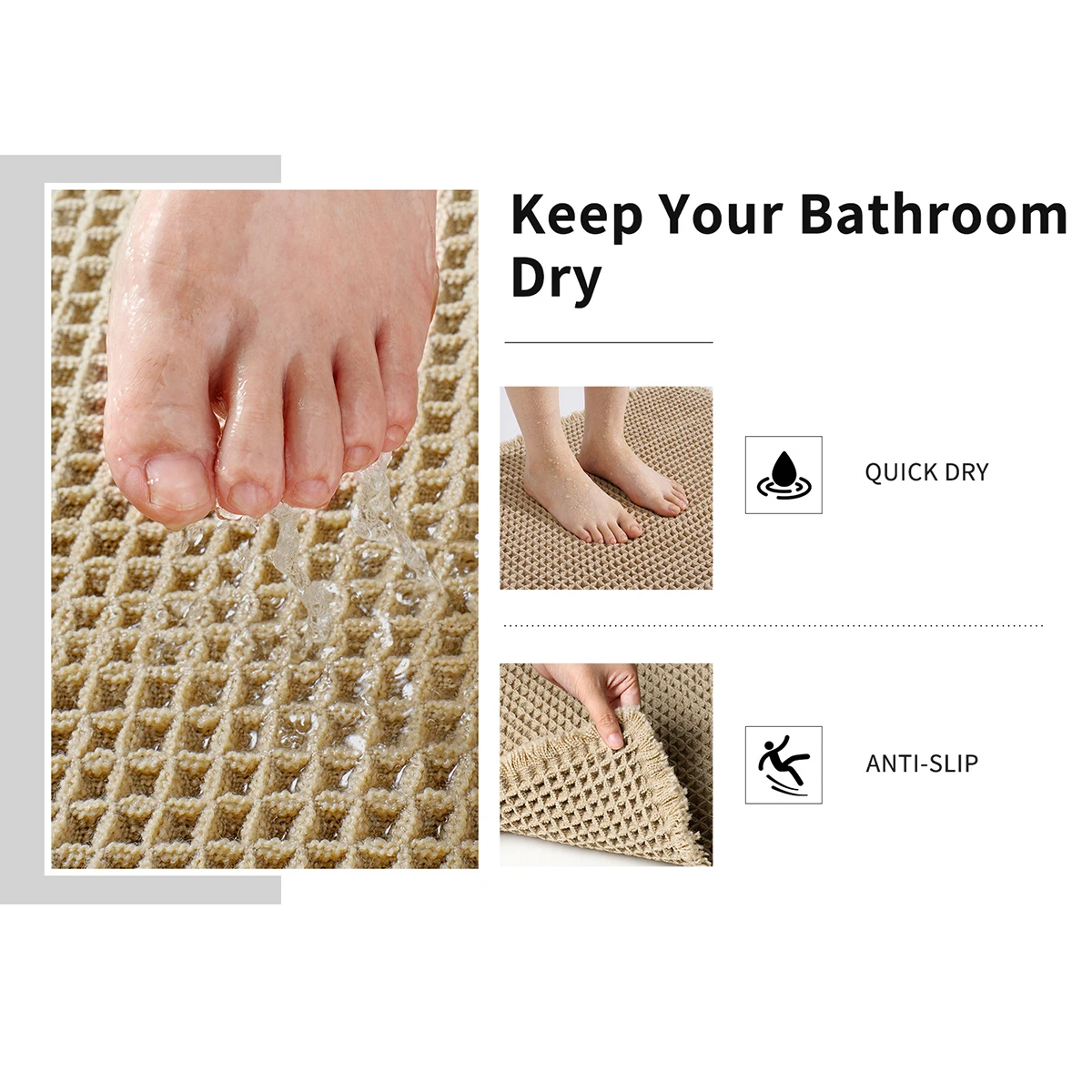 Super Absorbent Non-slip Bath Mats For Bathroom Floor Machine Washable Bathroom Rugs With Tassels Rubber Backed Bathroom Mats