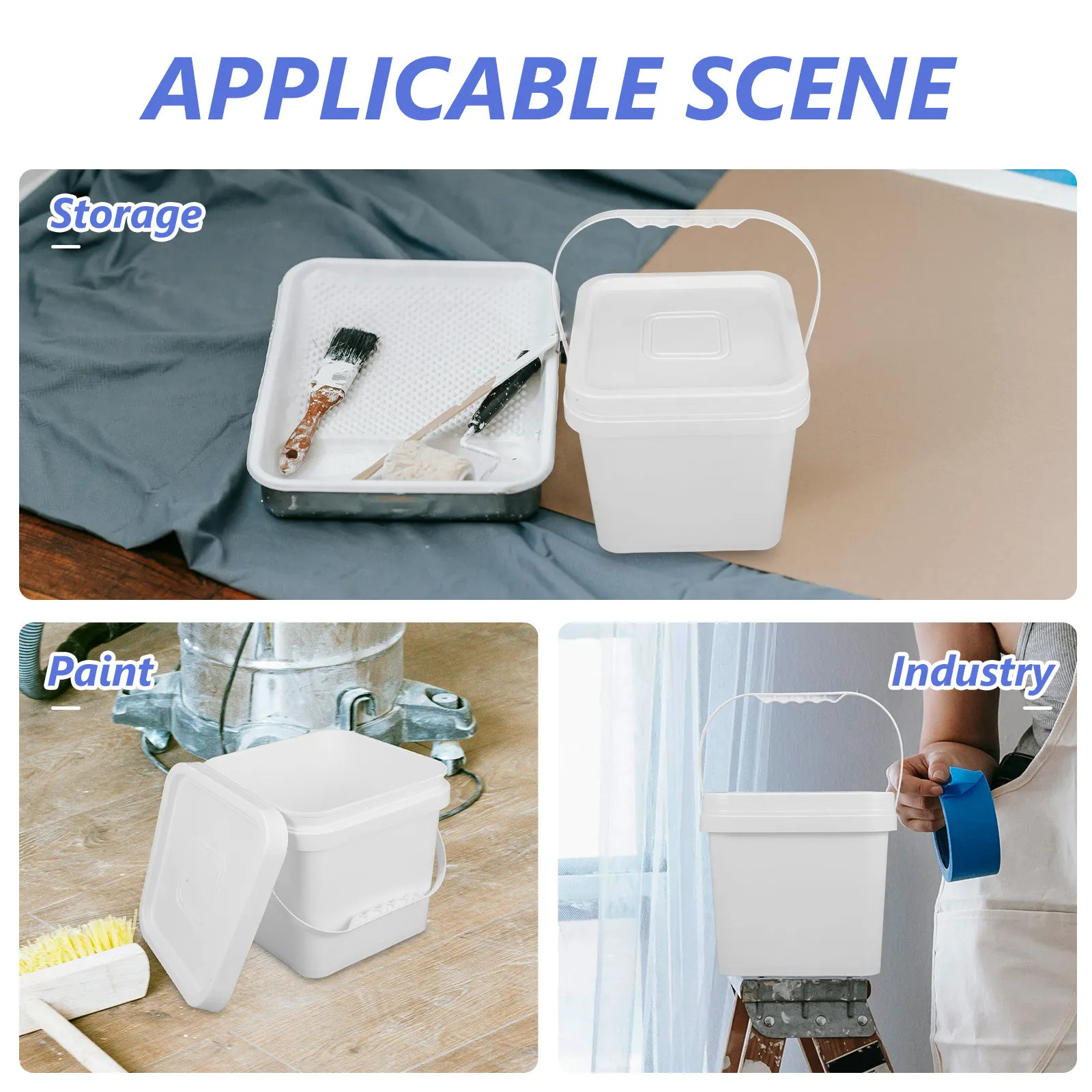 5L Paint Storage Bucket with Tight Seal Lid Comfort Grip Handle Heavy Duty Plastic Container for Artists Contractors Home