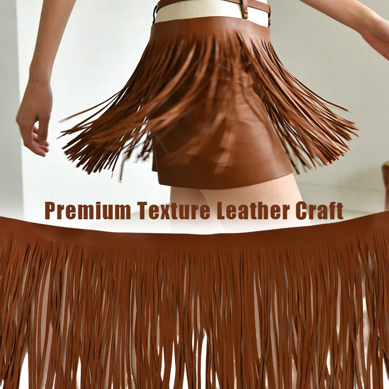 1/2M 10-30cm 3mm Colored Faux Leather Tassel Fringe Lace Ribbon For Bag Clothes Handbag Decoration Trims DIY Sewing Accessories