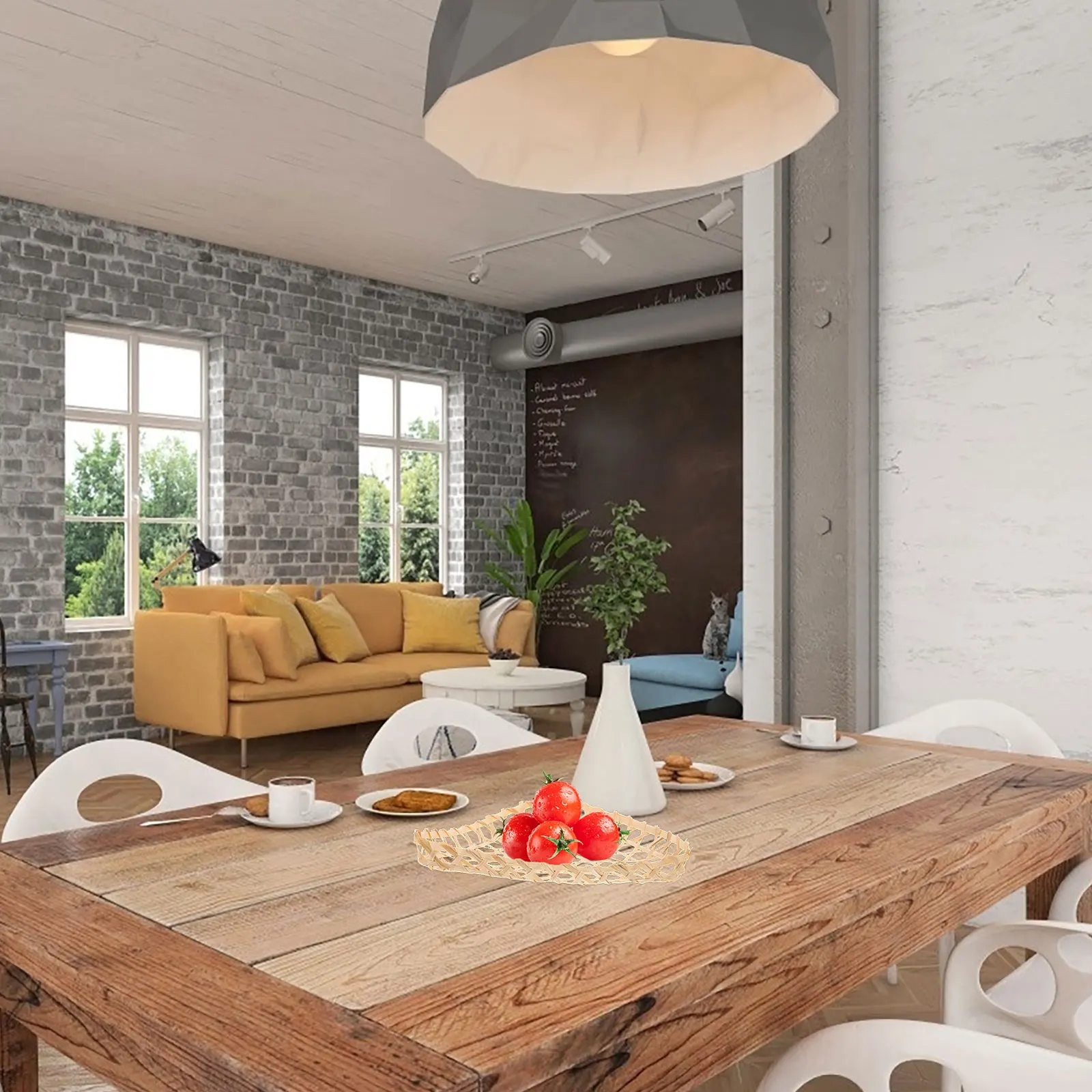 

6pcs Bamboo Woven Storage Baskets Lightweight Strong No Odor Safe Clean Kitchen Fruit Vegetable Holder Home Restaurant