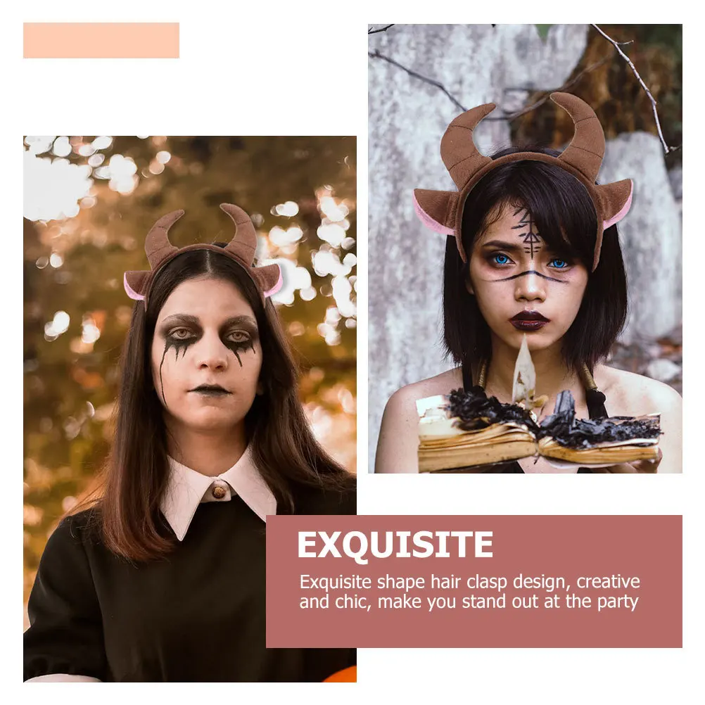 1 Satz Kopfbedeckung Tier Cosplay Kostüm Kinder Ochsenhorn Halloween Party Schwanzohren Ochsenhorn Kostüm Set Stirnband Zubehör