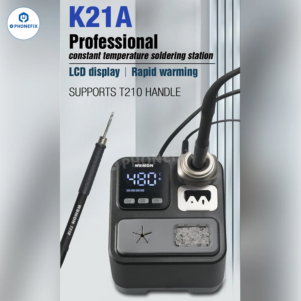 WEMON K21A T210 Soldering Iron Station Smart PID Control Temperature Precision Soldering Station For Phone PCB IC Chip Repair